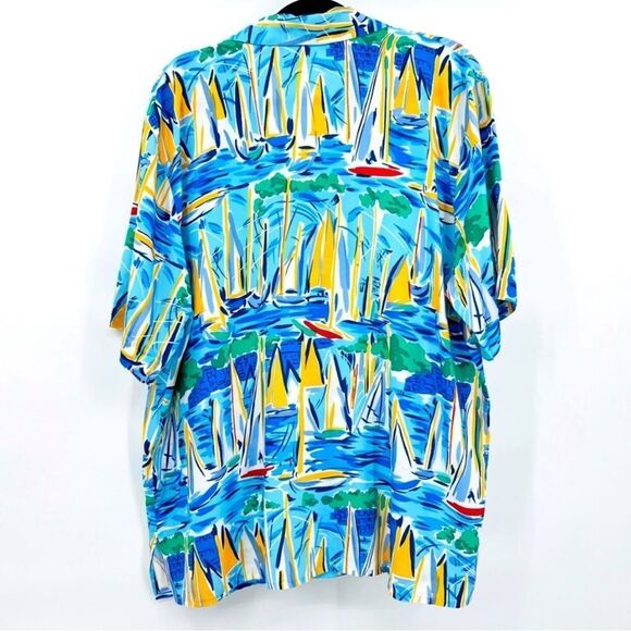 Vintage Liz Claiborne Blouse Top Sailboat Print Blue White Size L - Picture 2 of 6